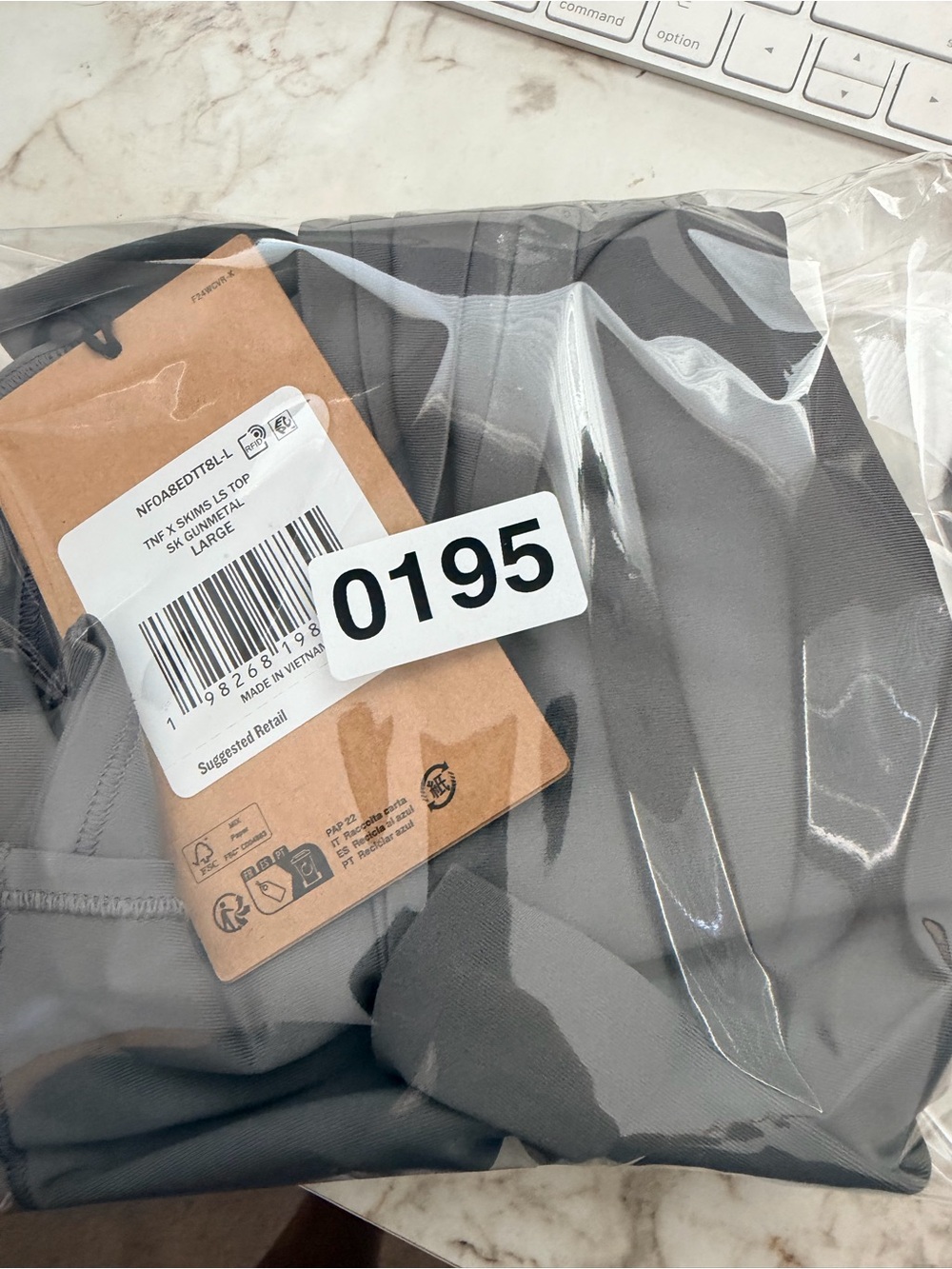 The North Face X Skims Refina Long Sleeve Top NF0A8EDTT8L Gun Metal Large - Picture 6 of 6